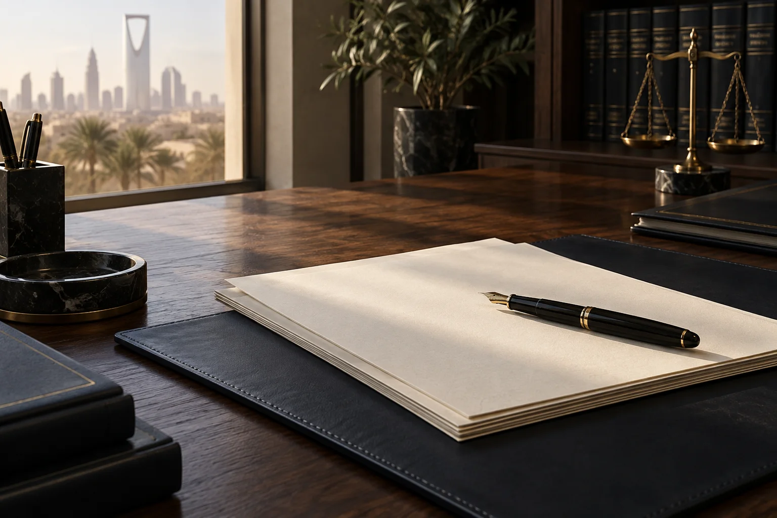 تكوين تعبيري لأوراق وقلم